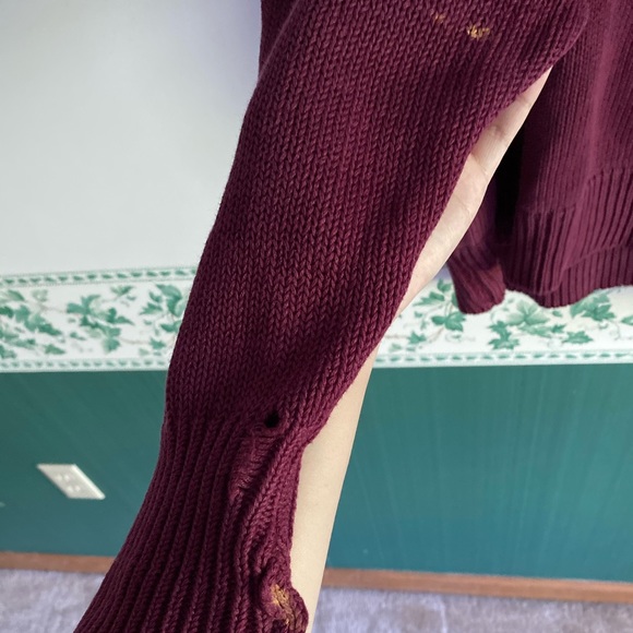Maroon Vintage Structure Knit Embroidered Sweater - Picture 6 of 6